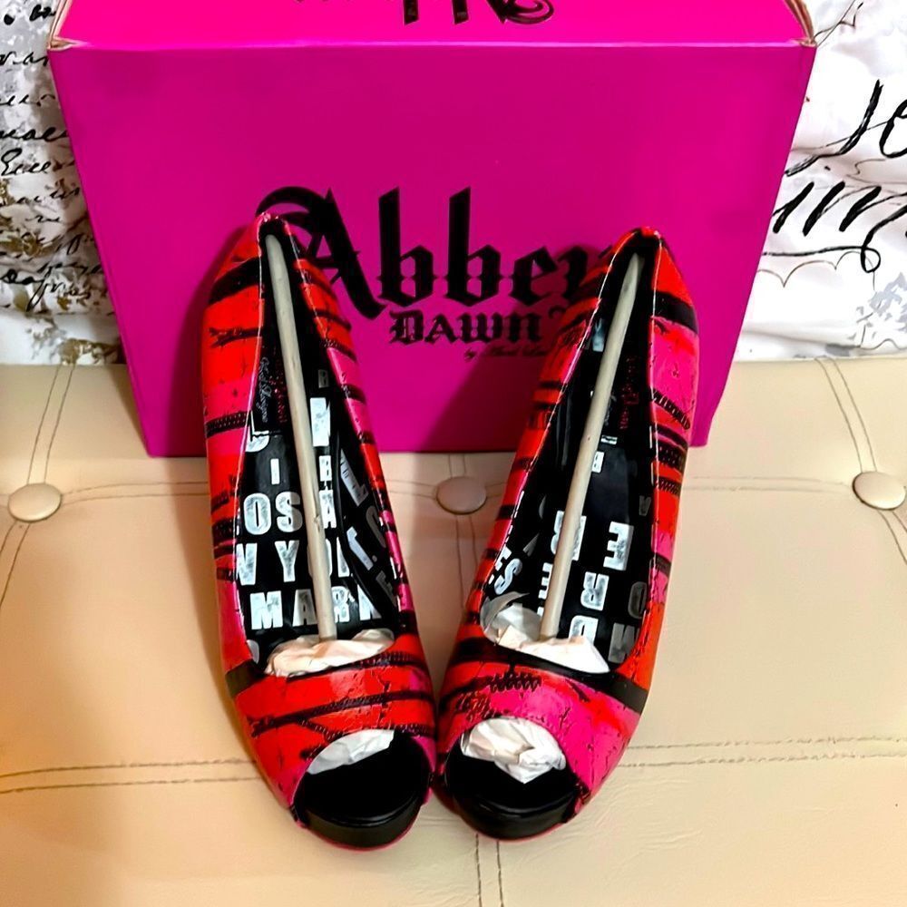Abbey Dawn Hot Pink Zip It Peep Toe Platform Heels Sz 5